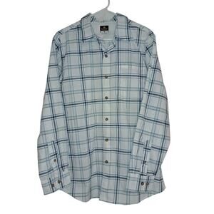 Ridgecut Toughwear Men’s Plaid Button-Down Shirt – Blue & White – Size Medium